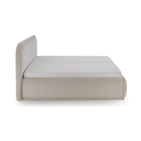Krēmkrāsas polsterēta divvietīga gulta bez režģa 180x200 cm Soma – Meise Möbel-image-4