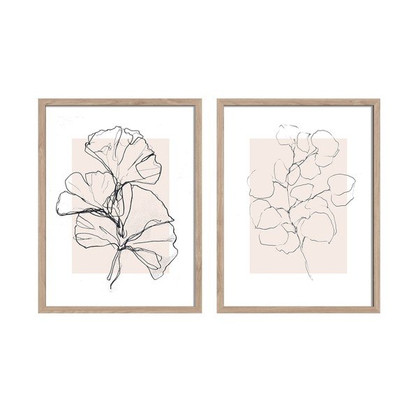 Drukātas gleznas (2 gab.) ar rāmi 30x40 cm Floral Set – Styler