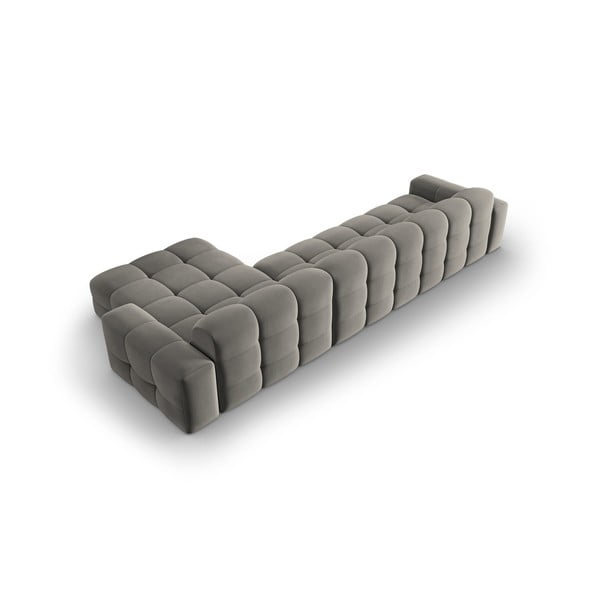 Pelēks samta stūra dīvāns (labais stūris) Kendal – Micadoni Home-image-4