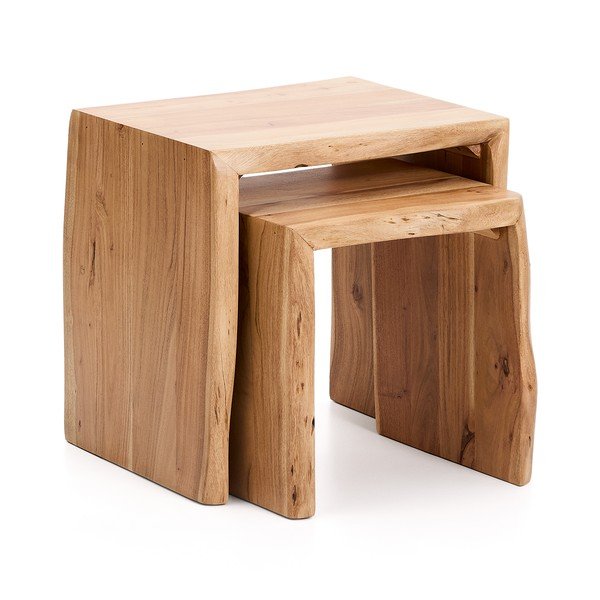 Akācijas masīvkoka sānu galdiņi (2 gab.) 40x50 cm Lomiri – Kave Home-image-2