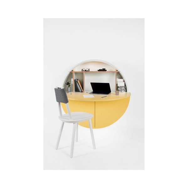 Dzeltens un balts daudzfunkcionāls sienas galds EMKO Pill-image-4