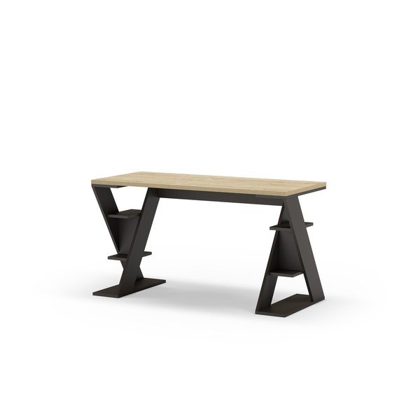 Darba galds ar ozolkoka imitācijas galda virsmu 60x137 cm Butterfly – Marckeric-image-3