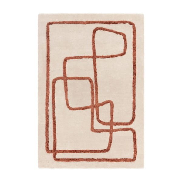 Ķieģeļu sarkans/krēmkrāsas ar rokām darināts vilnas paklājs 120x170 cm Matrix – Asiatic Carpets