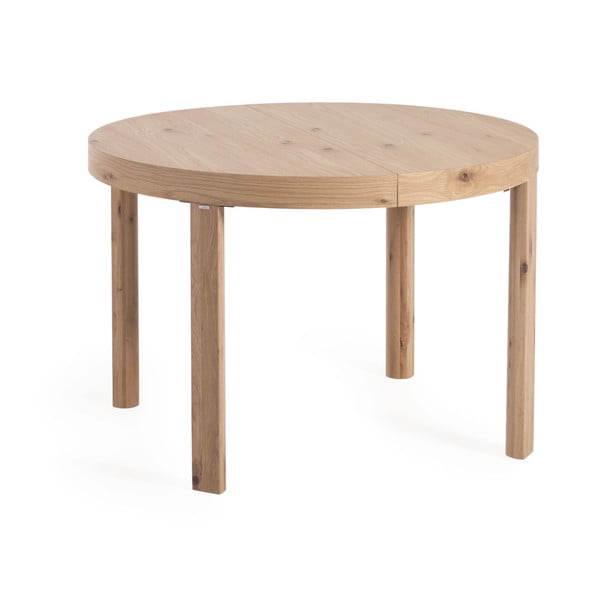 Apaļš izvelkams ēdamgalds ar papildu galda virsmu ar ozolkoka imitāciju ø 120 cm Colleen – Kave Home