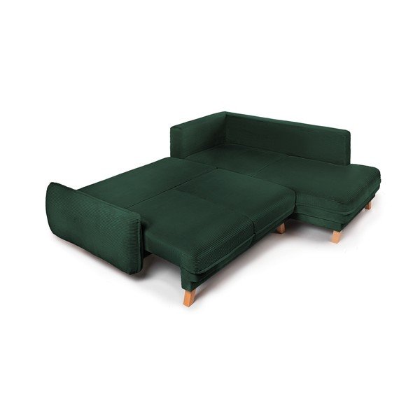 Tumši zaļš velveta salokāms/ar uzglabāšanas vietu stūra dīvāns (ar labo stūri/L veida) Tori – Bonami Selection-image-3