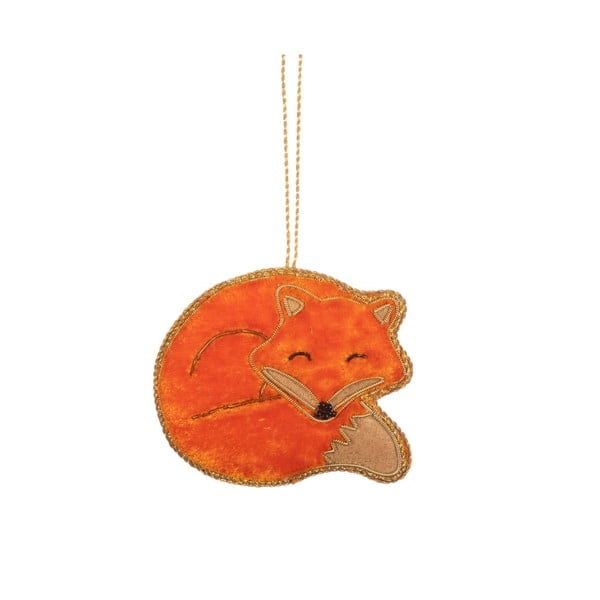 Tekstila ar rokām izgatavots Ziemassvētku eglītes rotājums 7 cm Sleeping Fox – Sass & Belle