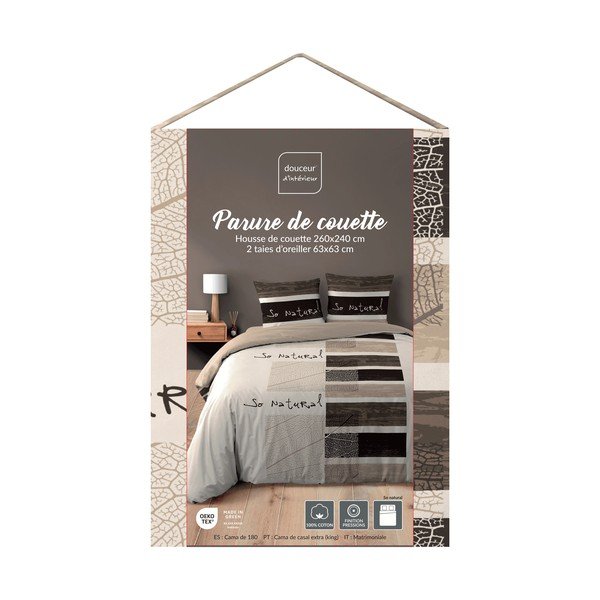Brūna divguļamā/īpaši gara trīsdaļīga kokvilnas gultas veļa 260x240 cm So Natural – douceur d'intérieur-image-2