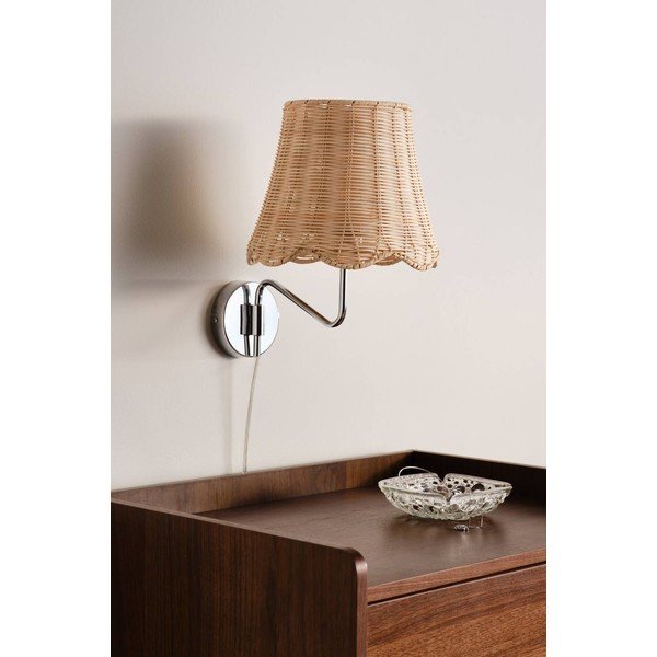 Sudraba krāsas/dabīga toņa bambusa sienas lampa ar vadu Strå – Jotex-image-2