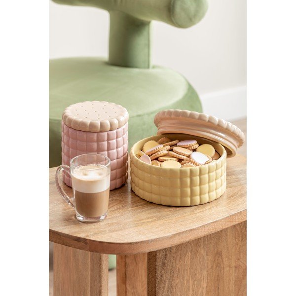 Gaiši rozā dekoratīva keramikas uzglabāšanas kaste ø 14x15 cm Biscuit Box – PT LIVING-image-2