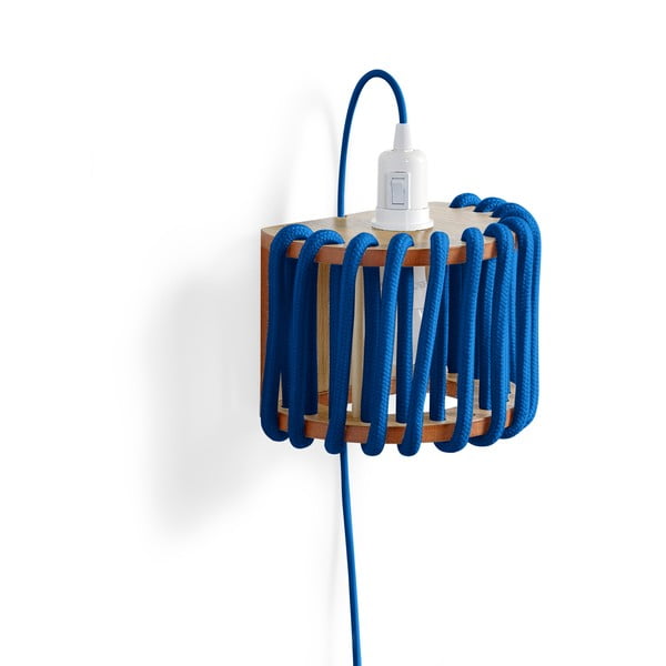 Zila sienas lampa ar koka konstrukciju EMKO Macaron, garums 20 cm-image-3