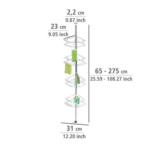 Spīdīgas sudraba krāsas stūra nerūsējošā tērauda izvelkams vannas istabas plaukts Dolcedo – Wenko-image-4