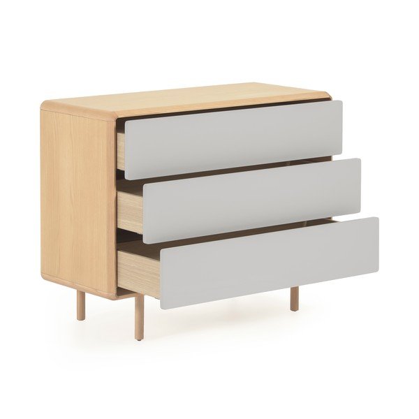 Pelēka/dabīga toņa kumode ar oškoka imitāciju 99x78,5x42 cm Anielle – Kave Home-image-2