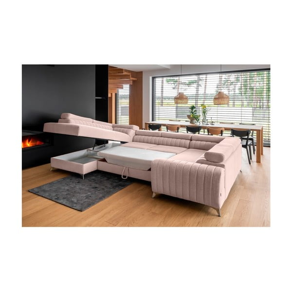Rozā salokāms/ar uzglabāšanas vietu stūra dīvāns (ar kreiso stūri/U veida) Louis – ELTAP-image-4