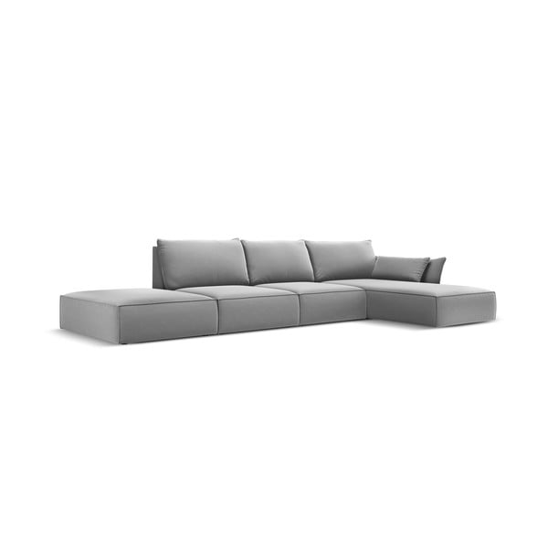 Gaiši pelēks samta stūra dīvāns (ar labo stūri/ar zvilni) Vanda – Mazzini Sofas-image-2