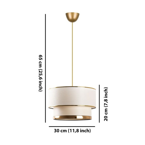 Krēmkrāsas/zelta krāsas piekaramā lampa ar auduma abažūru ø 30 cm Cake – Opviq lights-image-4