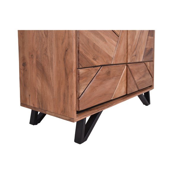 Dabīga toņa akācijas masīvkoka drēbju skapis 90x181x40 cm Ambala – Interia Home & Living-image-4