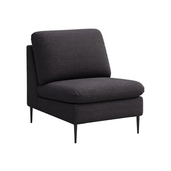 Melns atpūtas krēsls no buklē auduma Moilo – MESONICA