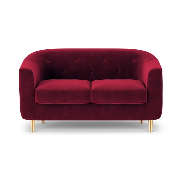 Sarkans samta dīvāns Kooko Home Corde, 125 cm