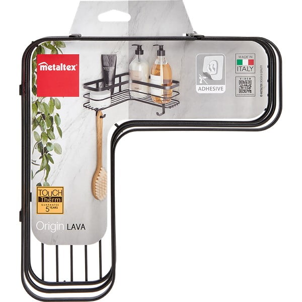 Melns sienas vannas istabas stūra plaukts Metaltex Origin-image-3