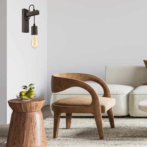 Melna sienas lampa Leon – LAMKUR-image-1