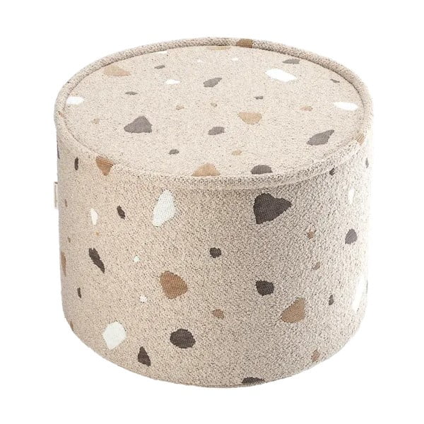 Gaiši brūns bērnu pufs no buklē/šenila auduma Terrazzo – Wigiwama