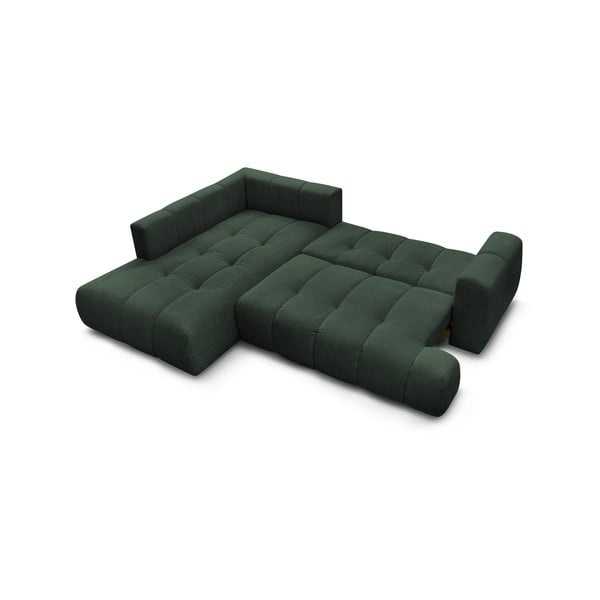 Zaļš salokāms/ar uzglabāšanas vietu stūra dīvāns (ar kreiso stūri/L veida) Fuji – Bobochic Paris-image-4