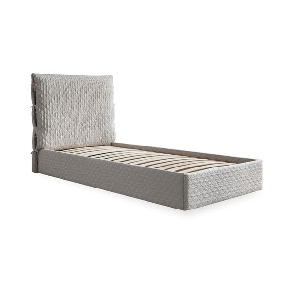 Bēša mīksta vienvietīga gulta ar režģi 90x200 cm Sleepy Luna – Miuform-image-2