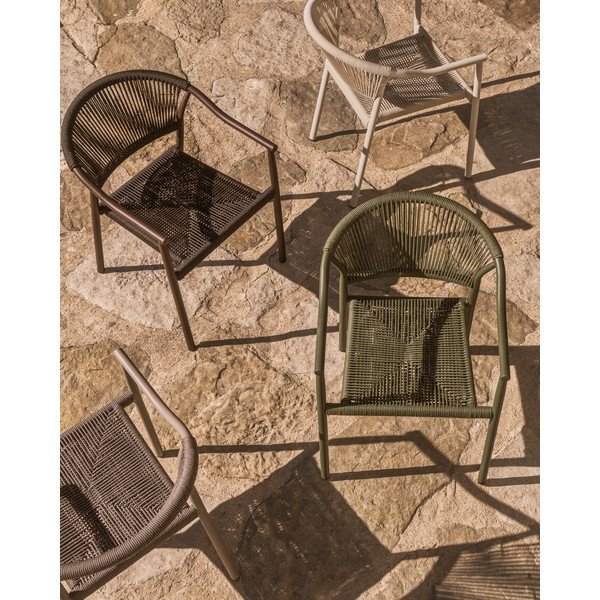 Zaļš rotangpalmas dārza krēsls Livadia – Kave Home-image-3