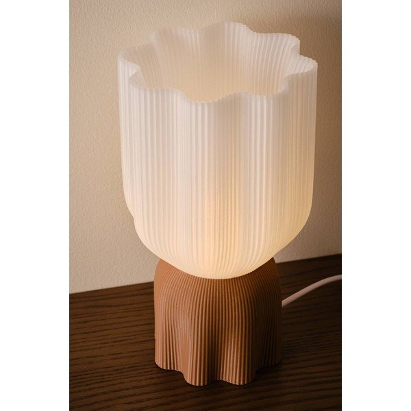 Balta/brūna plastmasas galda lampa (augstums 27 cm) Camier – Jotex-image-3