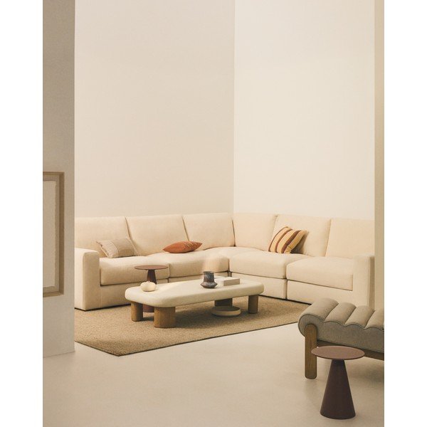 Bēšs stūra dīvāns no šenila auduma (ar maināmu stūri/L veida) Alea – Kave Home-image-1