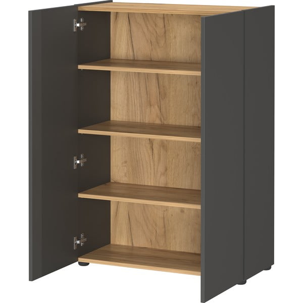 Antracīta pelēka priekšnama iekārta ar ozolkoka imitāciju 104x200x33 cm Alviano – Germania-image-2