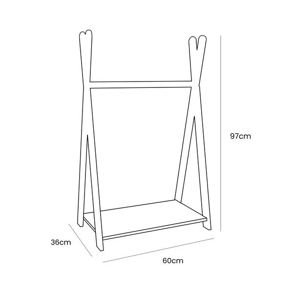 Balts/dabīga toņa bērnu drēbju pakaramais ar priedes koka imitāciju 60x97 cm Montessori – Meowbaby-image-1
