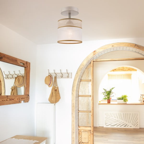 Gaiši brūna griestu lampa ar auduma abažūru ø 16 cm Andrea – LAMKUR-image-1