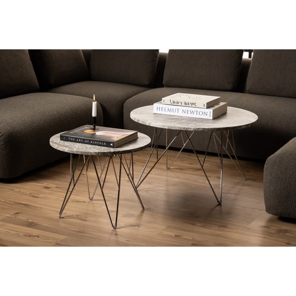 Pelēks marmora apaļš žurnālgaldiņš ø 80 cm Prunus – Actona-image-3