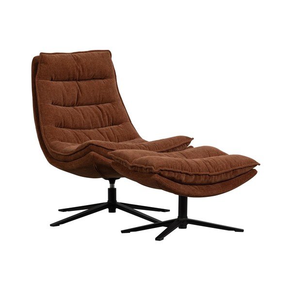 Brūns grozāms atpūtas krēsls ar kāju balstu no šenila auduma Kube – WOOOD
