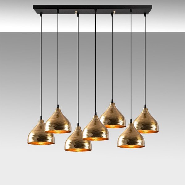 Melna/zelta krāsas piekaramā lampa ar metāla abažūru Tattoo – Opviq lights-image-4
