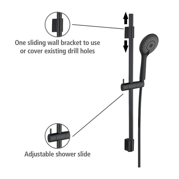 Melns nerūsējošā tērauda dušas komplekts 70cm Water Saving – Wenko-image-2