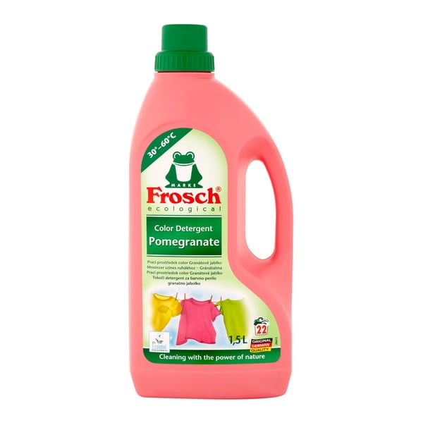 Mazgāšanas želeja krāsainām drēbēm ar granātābolu aromātu Frosch, 1,5 l (22 mazgāšanas reizes)