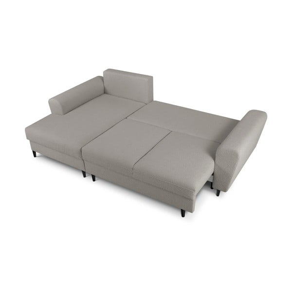 Gaiši pelēks salokāms stūra dīvāns ar uzglabāšanas vietu no buklē auduma (ar kreiso stūri/ar zvilni) Kyoto – Cosmopolitan Design-image-2