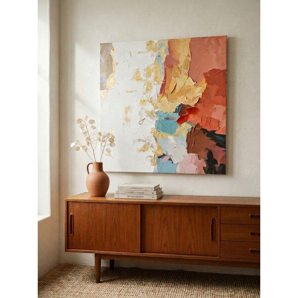 Drukāta/ar rokām krāsotiem elementiem glezna uz audekla 80x80 cm Crown – Bizzotto-image-1