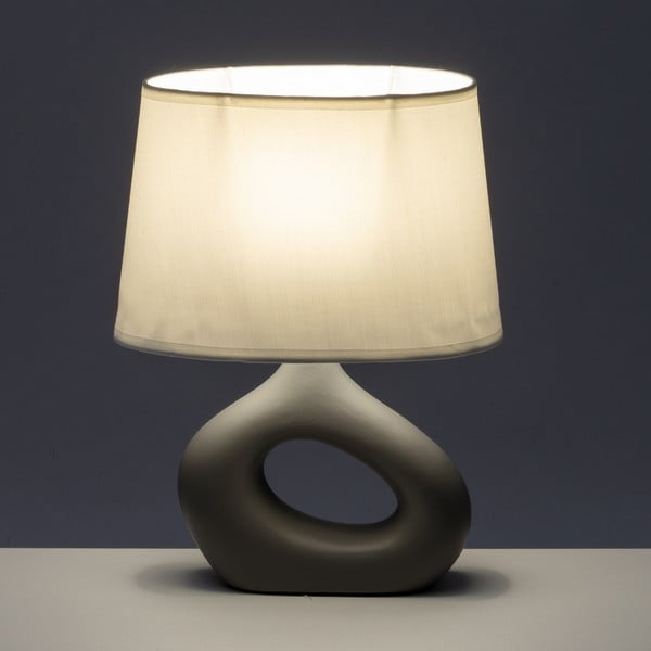Balta/pelēka keramikas galda lampa ar auduma abažūru (augstums 30 cm) – Casa Selección-image-1