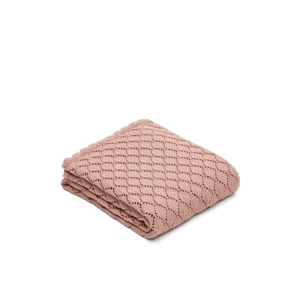 Rozā kokvilnas adīta bērnu sega 70x100 cm Ria – Kave Home-image-2
