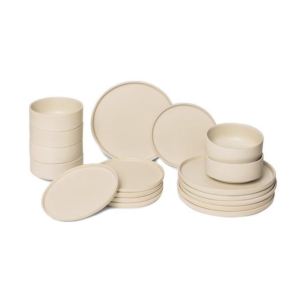 Bēšu keramikas trauku komplekts (18 gab.) Bonami Selection Malia