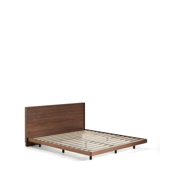 Brūna bērza masīvkoka divvietīga gulta ar redelēm 180x200 cm Norlen – Kave Home-image-2