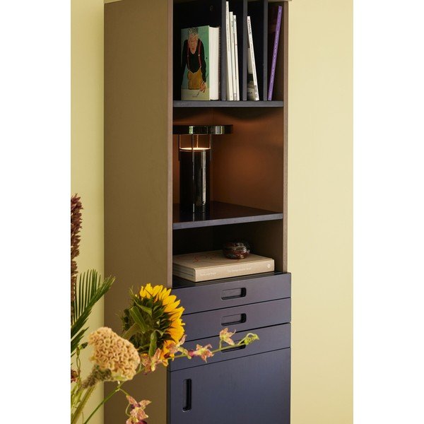 Tumši zils/pelēks oša masīvkoka grāmatplaukts 45x177 cm Study – Hübsch-image-1