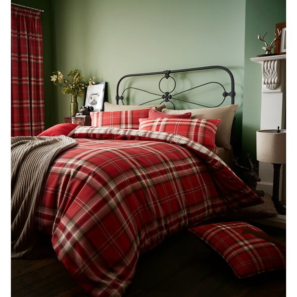 Sarkana divguļamā gultas veļa Catherine Lansfield Kelso Red, 220 x 230 cm