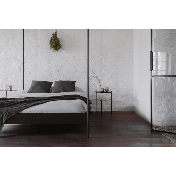 Melna tērauda divvietīga gulta bez galvgaļa/ar baldahīnu ar redelēm 180x200 cm Eton – noo.ma-image-3