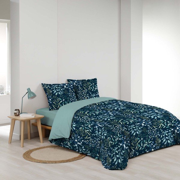 Zila divguļamā trīsdaļīga kokvilnas gultas veļa 200x200 cm Stacy – douceur d'intérieur-image-3