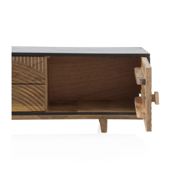 Melns/dabīga toņa mango masīvkoka TV galdiņš 150x40 cm Mango – Geese-image-4