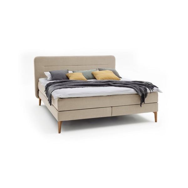 Bēša mīkstā divguļamā gulta ar matraci Meise Möbel Massello, 180 x 200 cm